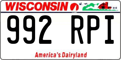 WI license plate 992RPI