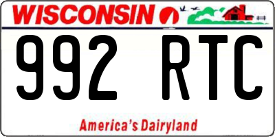 WI license plate 992RTC