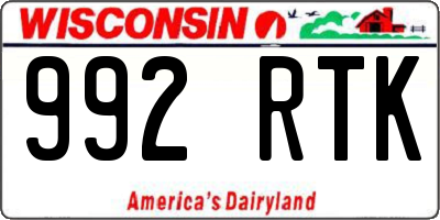 WI license plate 992RTK
