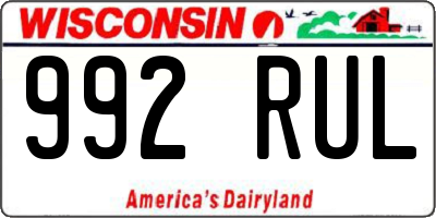 WI license plate 992RUL