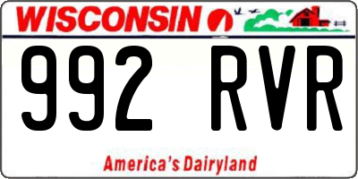 WI license plate 992RVR