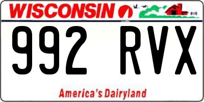 WI license plate 992RVX