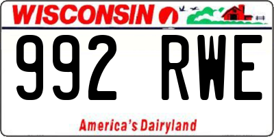 WI license plate 992RWE