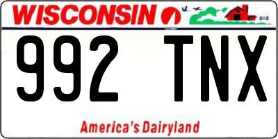 WI license plate 992TNX