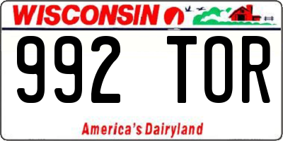 WI license plate 992TOR