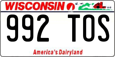 WI license plate 992TOS