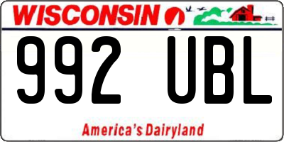 WI license plate 992UBL