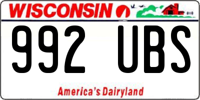 WI license plate 992UBS