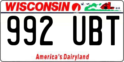 WI license plate 992UBT