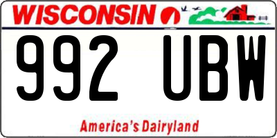 WI license plate 992UBW