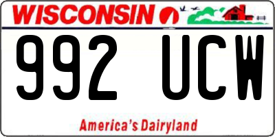WI license plate 992UCW