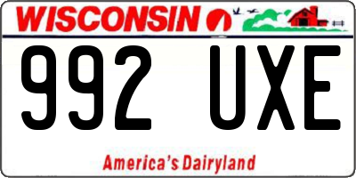 WI license plate 992UXE