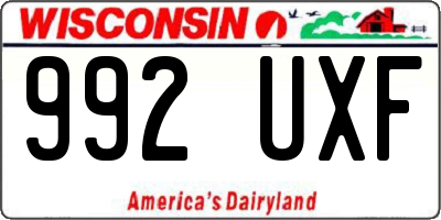 WI license plate 992UXF