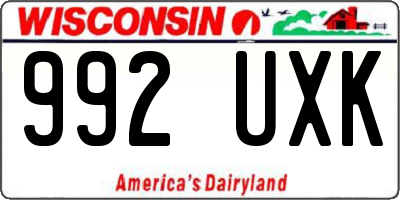 WI license plate 992UXK