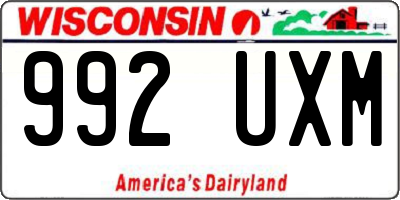 WI license plate 992UXM
