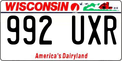 WI license plate 992UXR