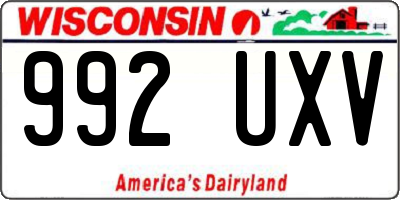 WI license plate 992UXV