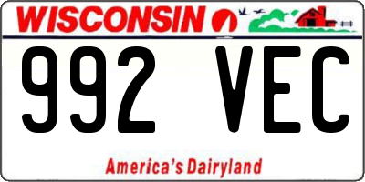 WI license plate 992VEC