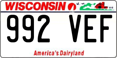 WI license plate 992VEF