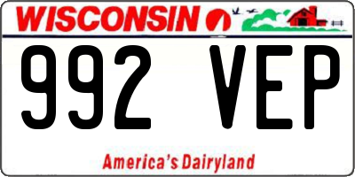 WI license plate 992VEP