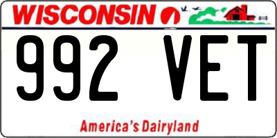 WI license plate 992VET