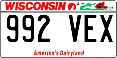 WI license plate 992VEX
