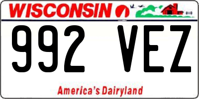WI license plate 992VEZ