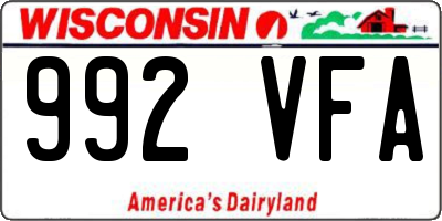 WI license plate 992VFA