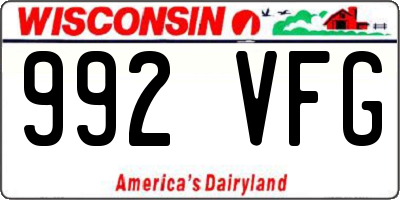 WI license plate 992VFG