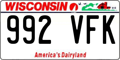 WI license plate 992VFK