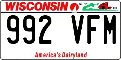 WI license plate 992VFM