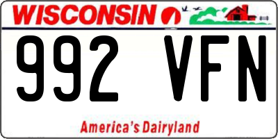WI license plate 992VFN
