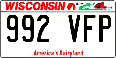 WI license plate 992VFP