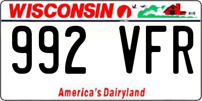 WI license plate 992VFR