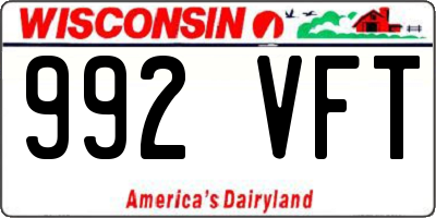 WI license plate 992VFT