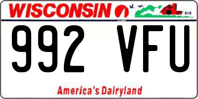 WI license plate 992VFU