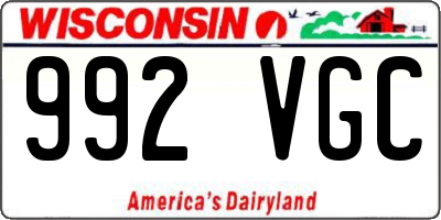WI license plate 992VGC