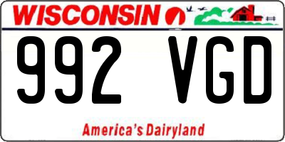 WI license plate 992VGD