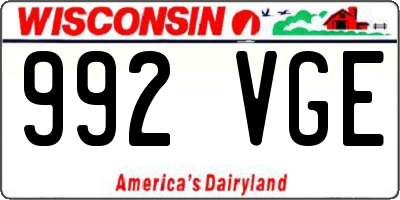 WI license plate 992VGE