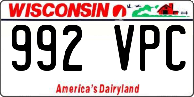 WI license plate 992VPC