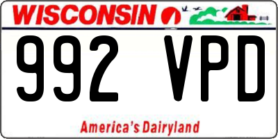 WI license plate 992VPD