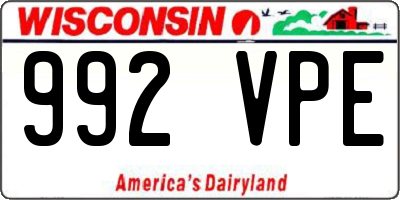 WI license plate 992VPE
