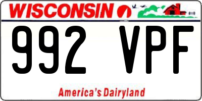 WI license plate 992VPF