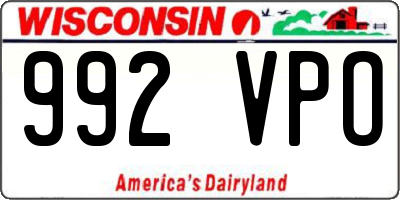 WI license plate 992VPO