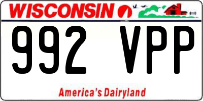 WI license plate 992VPP