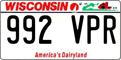 WI license plate 992VPR
