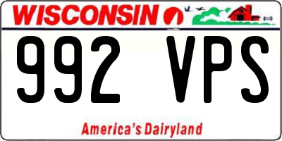 WI license plate 992VPS