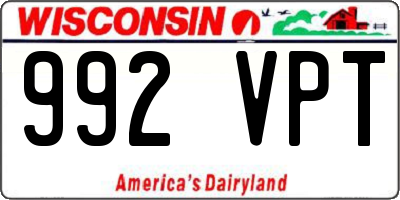 WI license plate 992VPT
