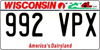 WI license plate 992VPX