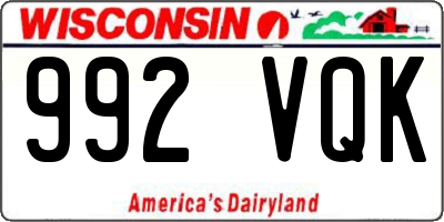 WI license plate 992VQK